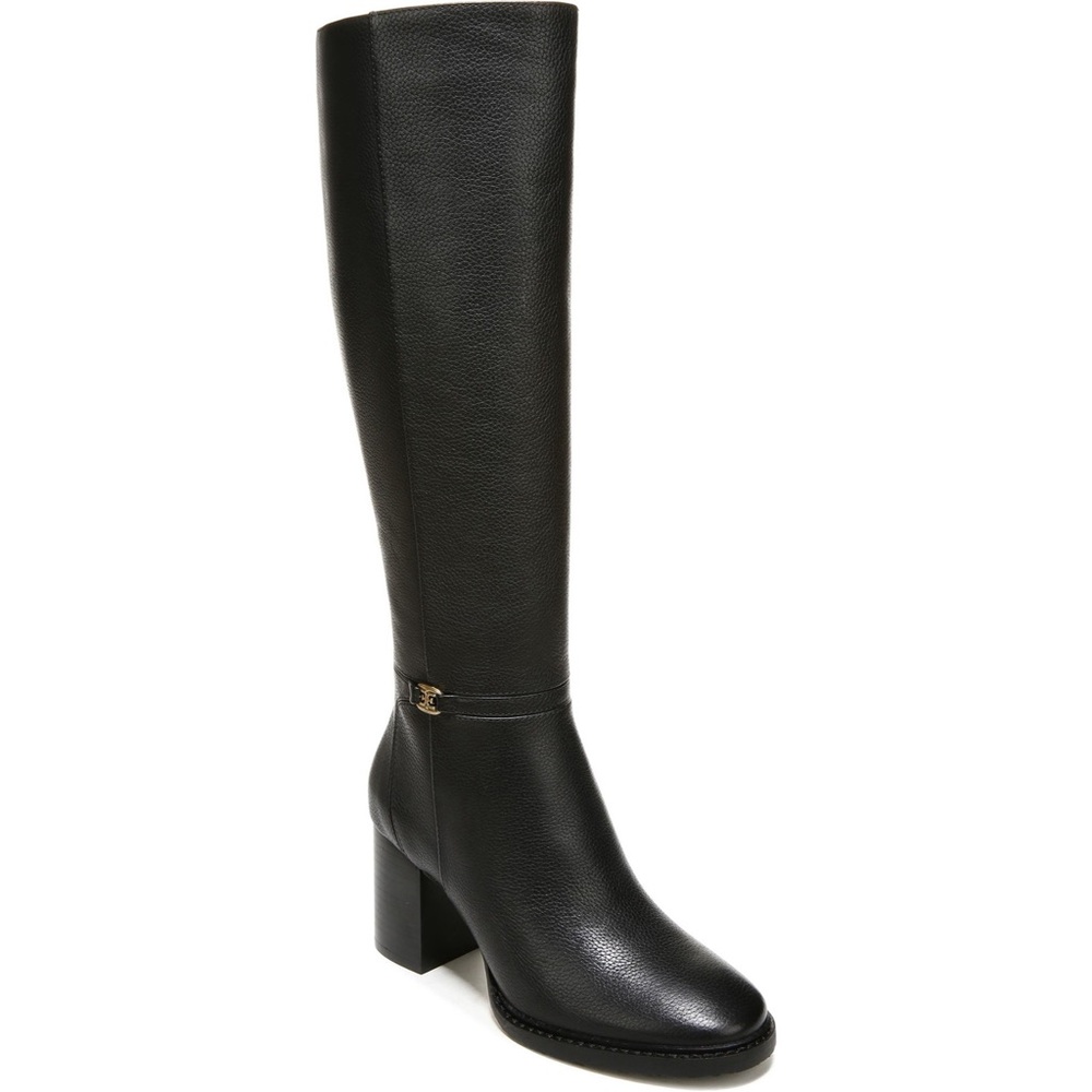 Sam Edelman Elsy Knee High Stacked Block Heel Boot Black Sz6.5 Riding Equestrian